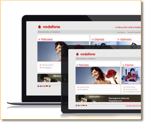 Diseños Corporativo de Micro-sites para Vodafone